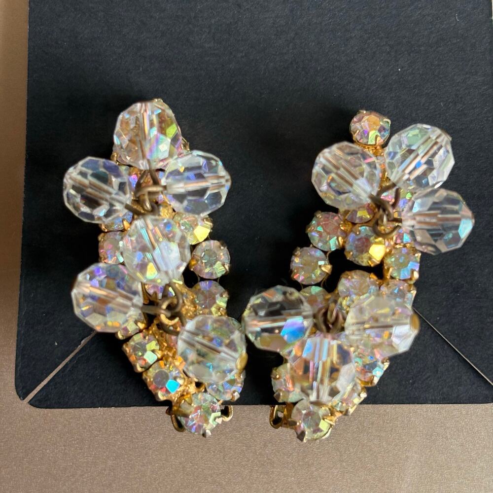 B29 Vintage Juliana Cha Cha‎ Earrings Women AB Crystal Wedding Statement - Picture 9 of 12